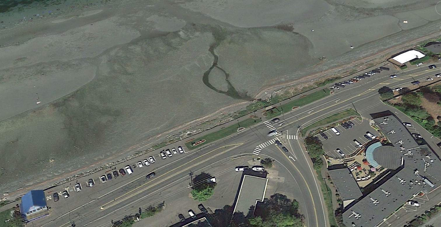 Aerial photo of estuary outlet before the project.