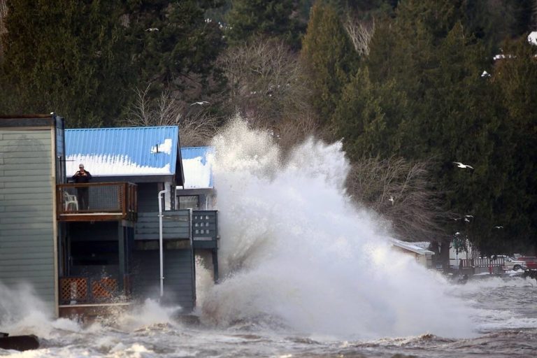 King Tide collides with building.