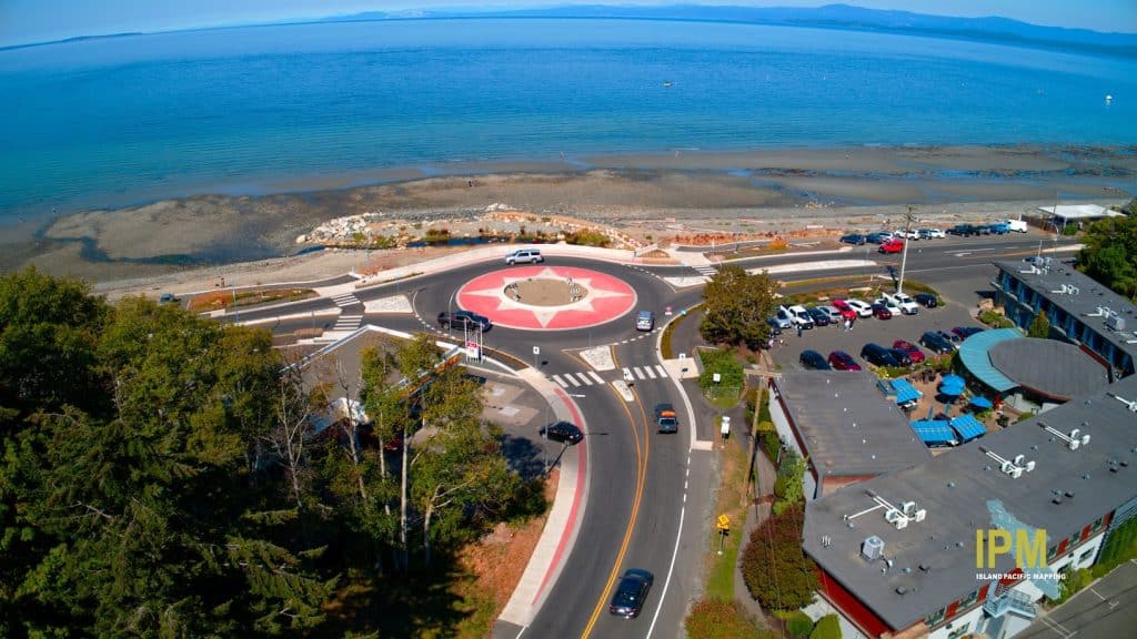 aerial image of completed roundabout