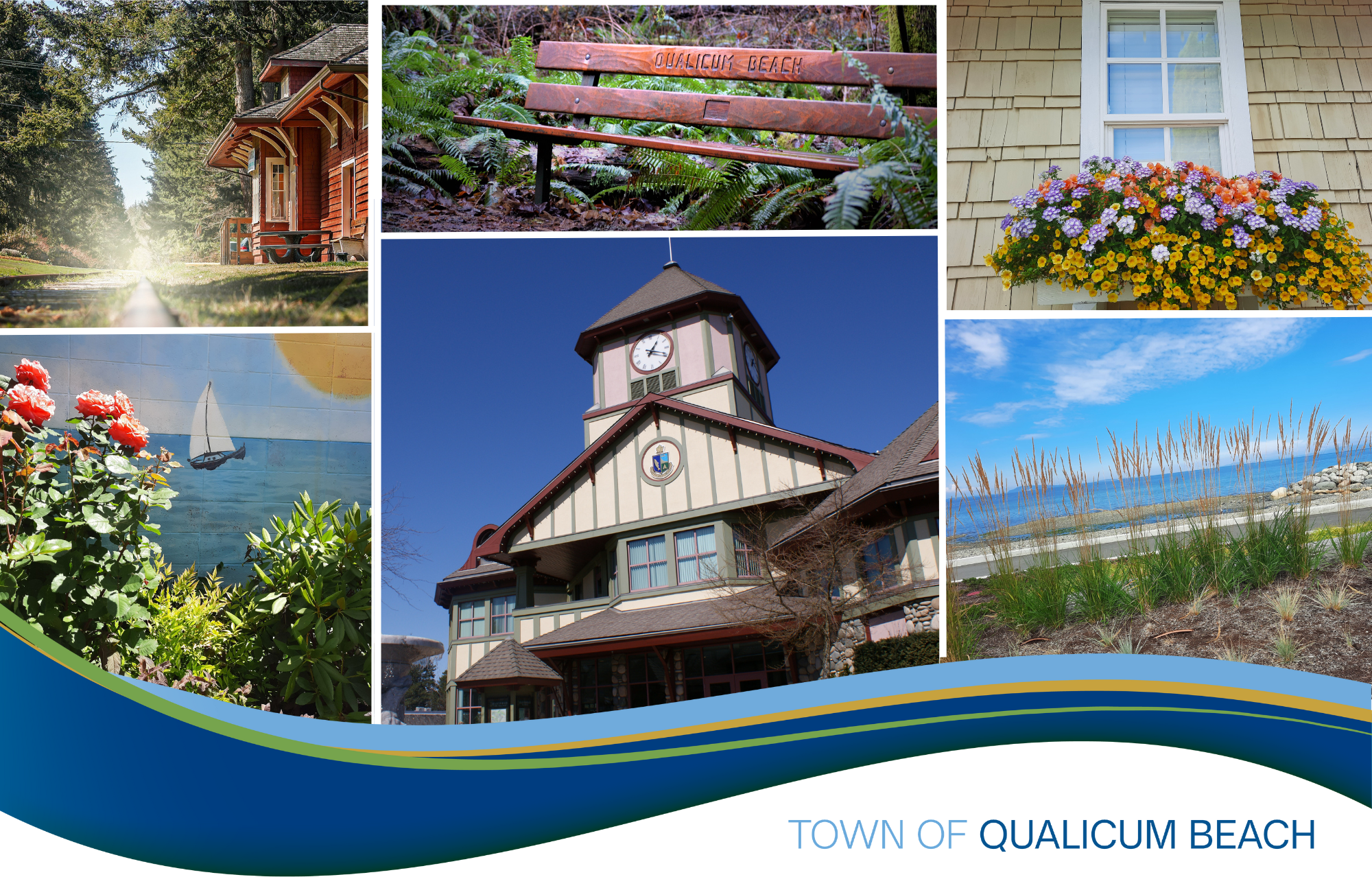 A collage of photos of Qualicum Beach to represent the Official Community Plan