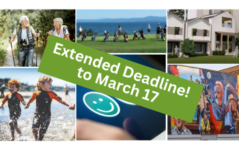 collage of iconic images from Qualicum Beach with writing saying "Extended Deadline to March 17"