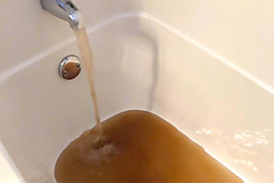 reddish-brown water, high in manganese and iron