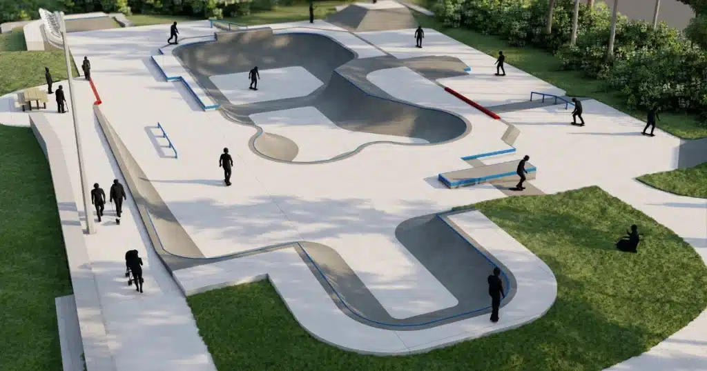 A rendering of the new skatepark design