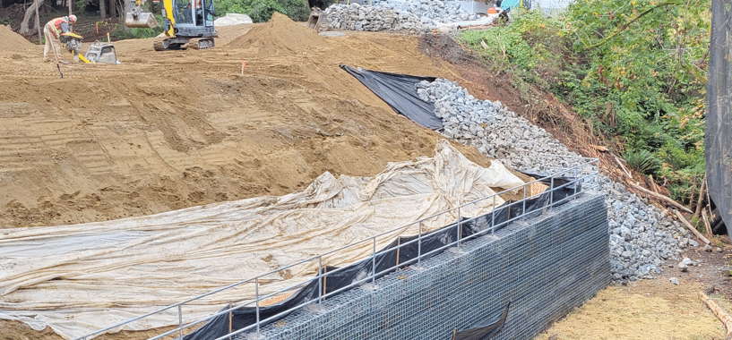 Image of slope being reinforced