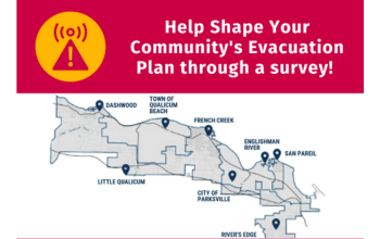 Emergency Evacuation poster with map of regional area